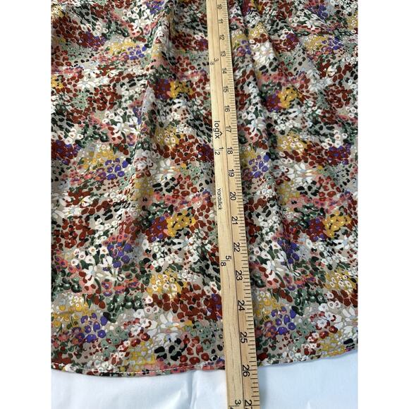 Entro Womens M Floral Top Long Sleeve Blouse Ruffle Cuffs Peasant Fall - Picture 16 of 16